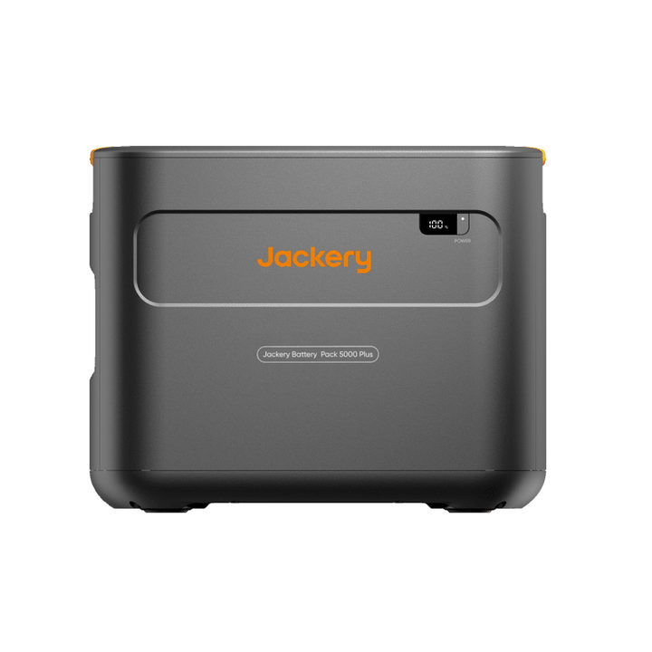 Jackery Battery Pack 5000 Plus portable power station with multiple ports and digital display, designed for Explorer 5000 Plus.