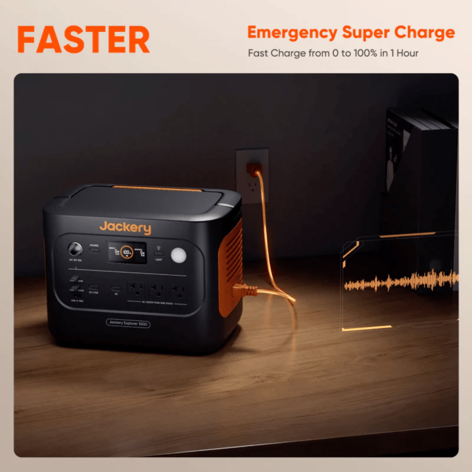 Jackery E1000v2 portable power station with 1070Wh capacity, paired with SolarSaga 85 solar panel for renewable energy.