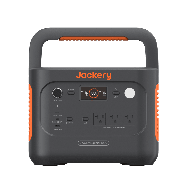 Jackery Explorer 1000 V2 portable power station with SolarSaga 200W solar panel, 1070Wh capacity for outdoor energy needs.