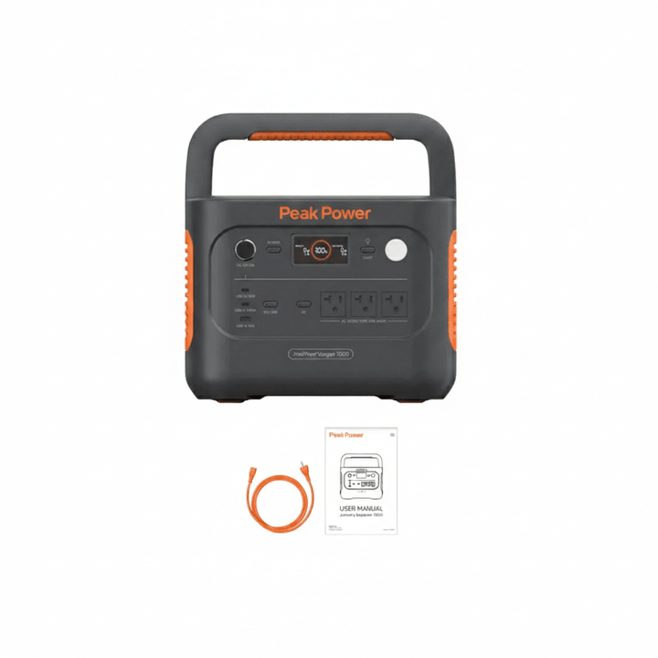 Jackery Explorer 1000v2 portable power station with 1070Wh capacity, featuring multiple outlets and digital display on a white background.