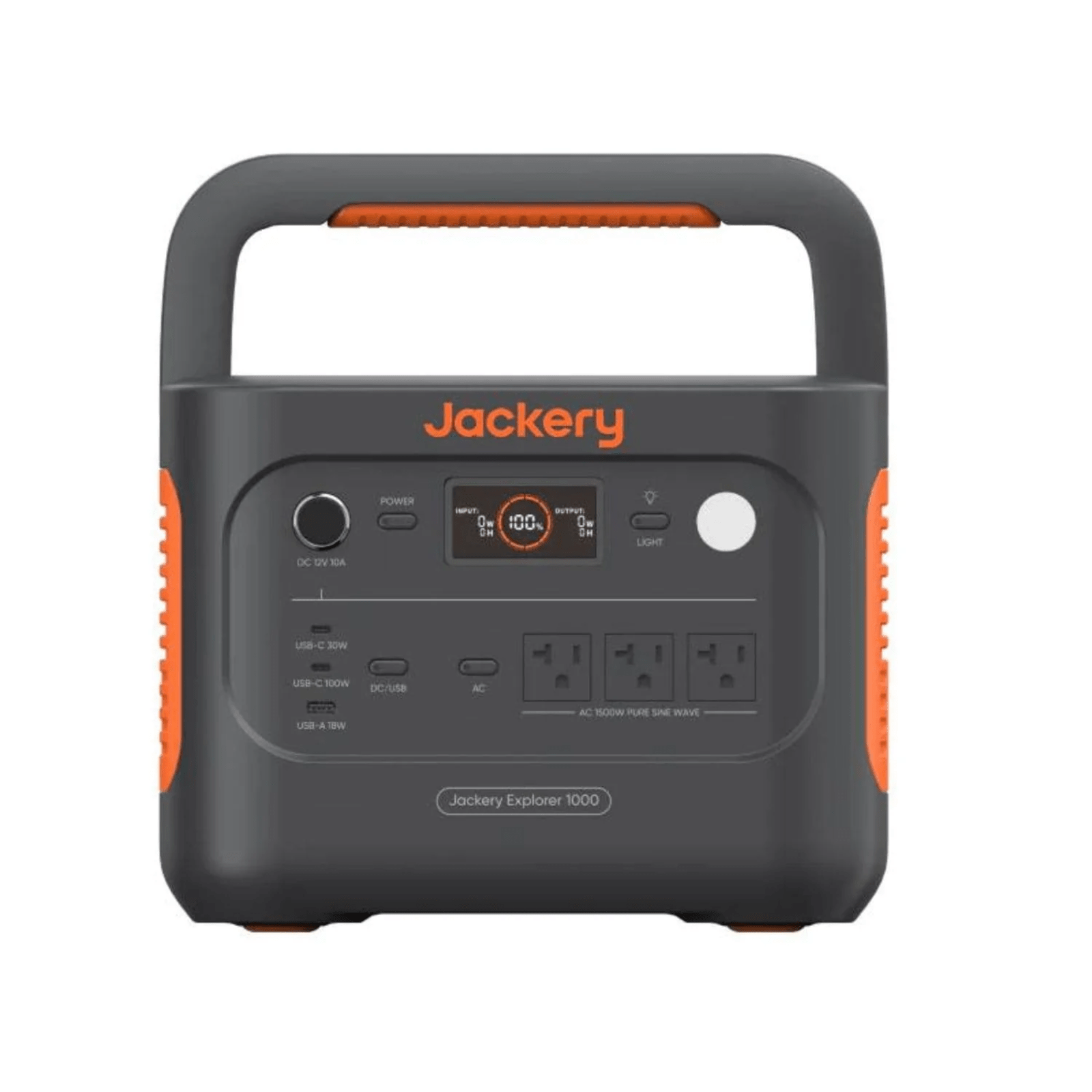 Jackery Explorer 1000v2 portable power station with 1070Wh capacity, shown in a natural outdoor setting with multiple outlets and display panel.