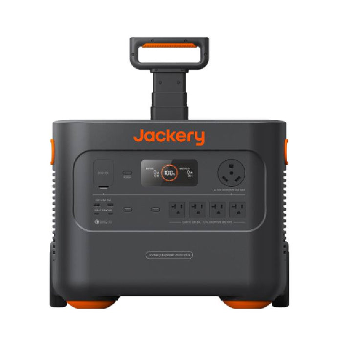 Jackery Explorer 2000 Plus portable solar generator kit with two SolarSaga 200W solar panels and a 6kWh capacity.