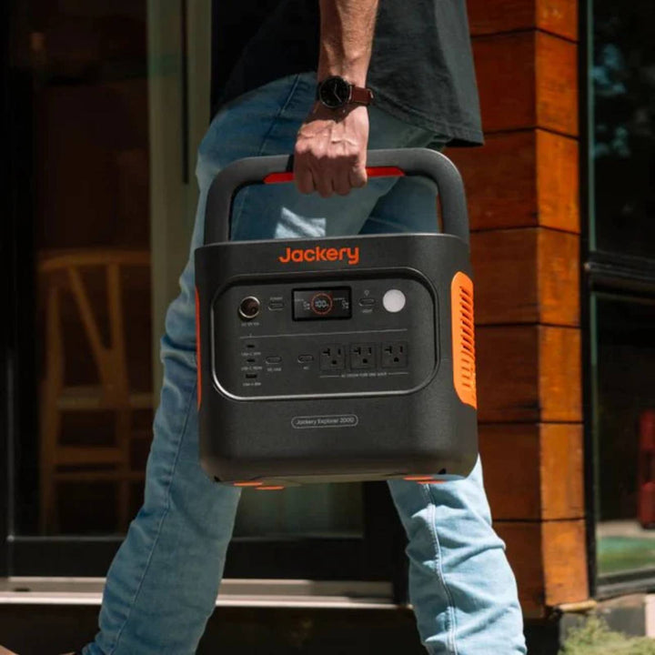 Jackery Explorer 2000 V2 portable solar generator with SolarSaga 500 X solar panel for outdoor power solutions