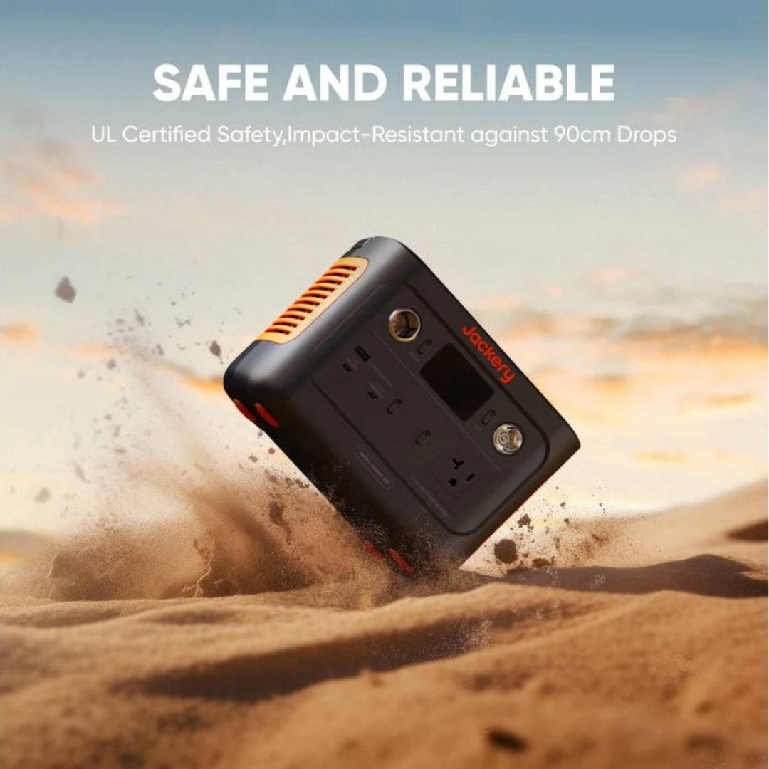 Jackery Explorer 240 V2 portable solar generator with SolarSaga 40W solar panel kit, outdoor power station for charging devices.