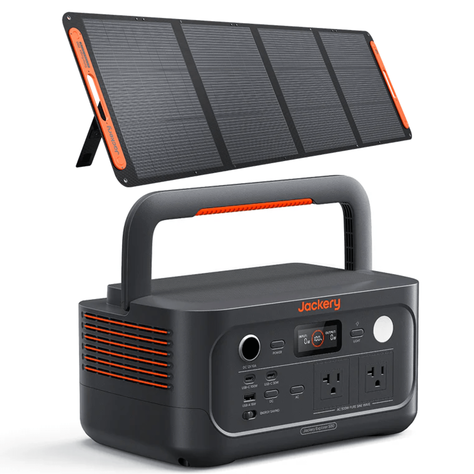 Jackery Explorer 500 V2 portable power station with 200W solar panel for outdoor backup power and energy storage.