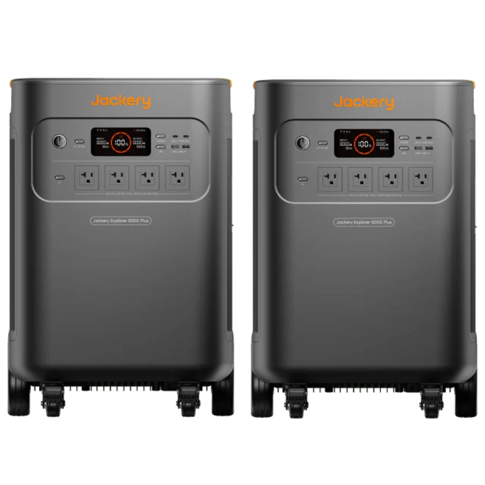 Jackery Explorer 5000 Plus Double Kit portable power station with two units and 10kWh capacity for reliable outdoor power.