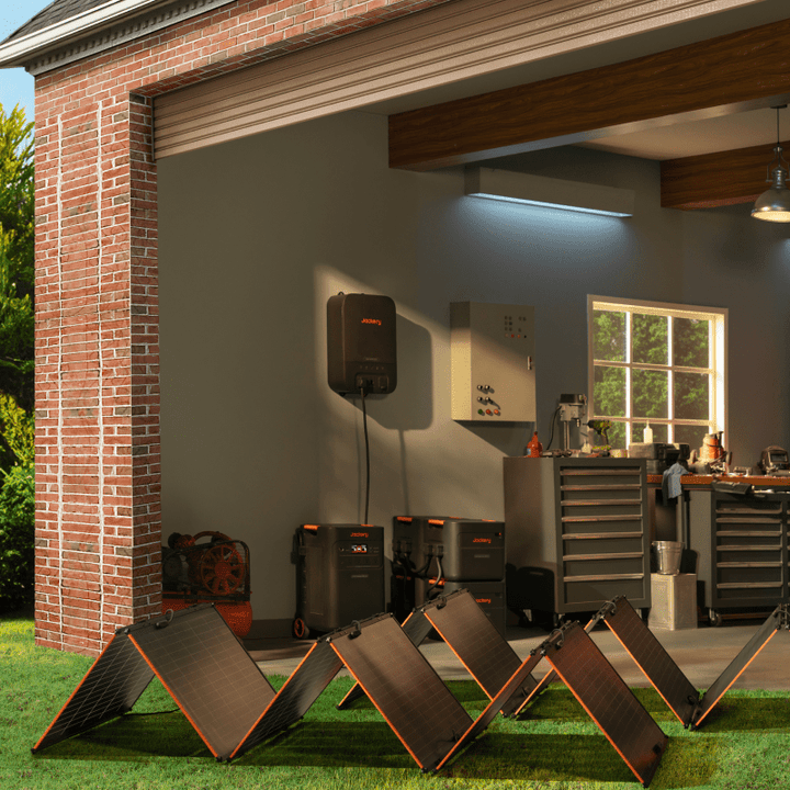 Jackery Explorer 5000 Plus portable power station with 5040Wh capacity and smart transfer switch for whole-home backup.