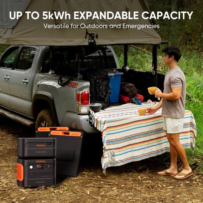 Jackery Explorer E500 V2 portable power station with AC and USB-C ports, 512Wh capacity, and peak 1000W power output.