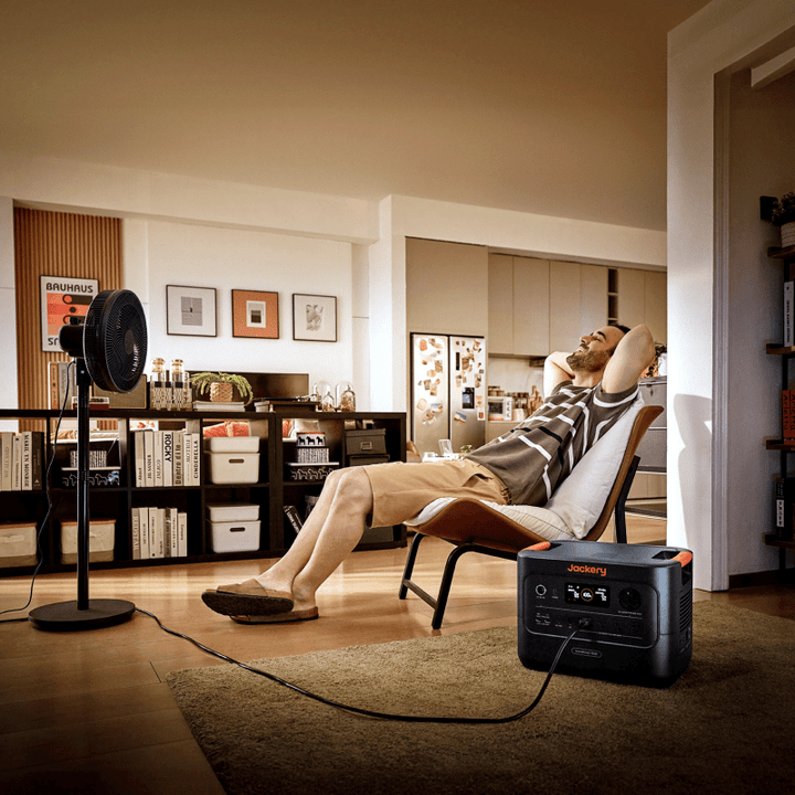 Jackery Explorer HP3000 portable power station with 3072Wh capacity and 1000W solar input, shown with multiple ports and digital display.