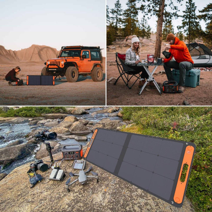 Jackery Solar Generator 500 portable power station with SolarSaga 80W solar panel for outdoor charging and renewable energy.