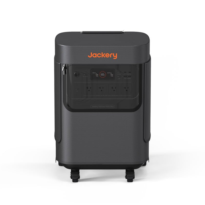 Jackery Explorer 5000 Plus protective cover in black, designed to fit and safeguard the portable power station.