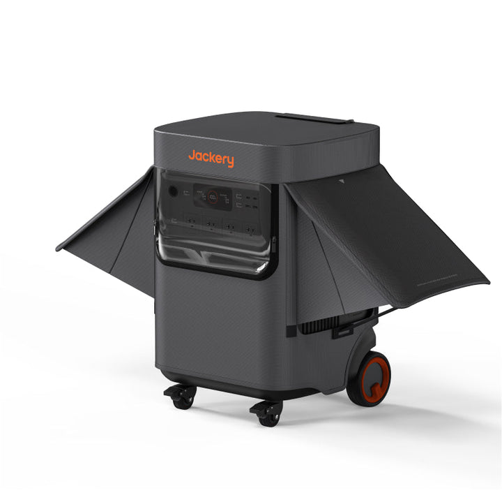 Jackery Explorer 5000 Plus protective cover, durable black cover fitting the portable power station for protection and transport.