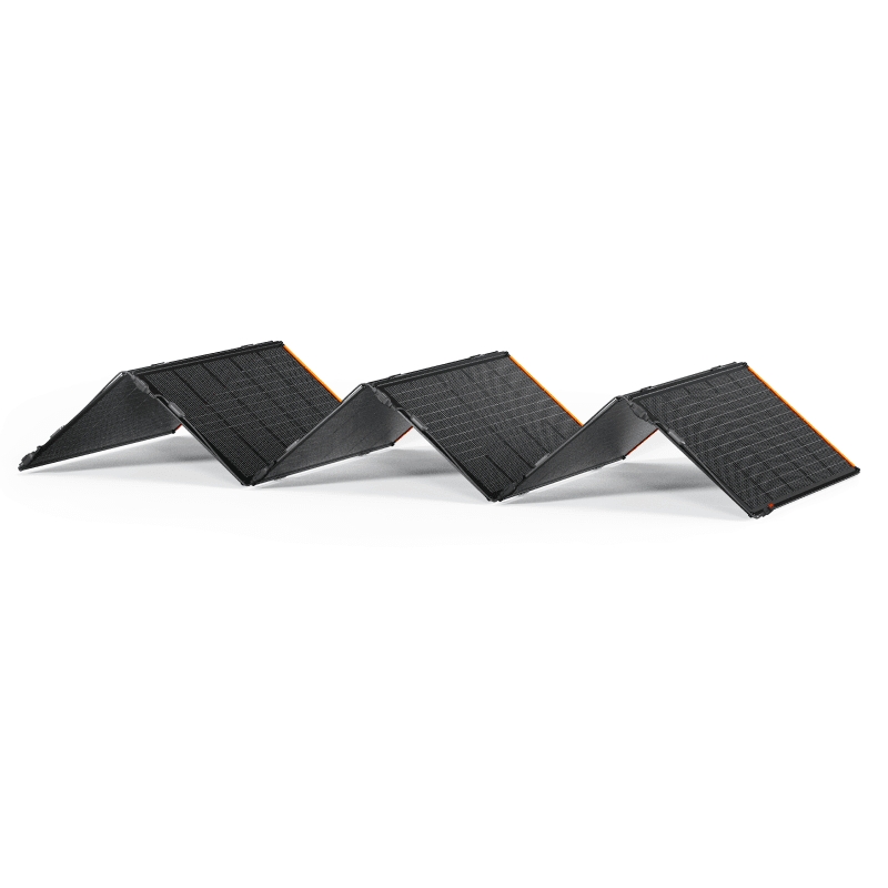 Jackery SolarSaga 500 X solar panel displaying 545W power output, with dimensions 39.21 x 20.71 x 3.82 inches, outdoor solar panel in sunlight