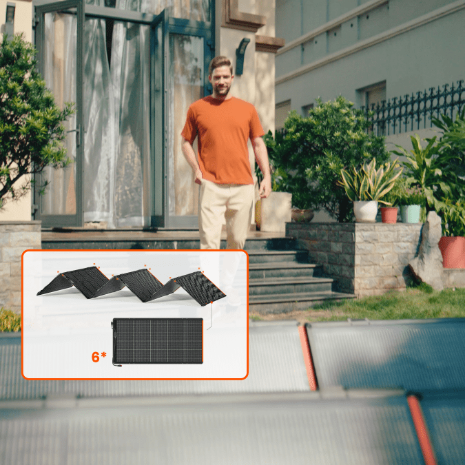 Jackery SolarSaga 500 X solar panel showing 545W power output and detailed dimensions, designed for outdoor solar energy use.