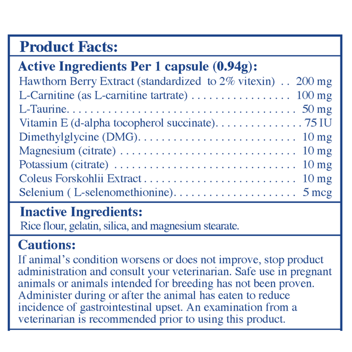 MHP Rx Vitamins for Pets Formula CV cardiovascular support supplement in 90 capsules for cats and dogs.