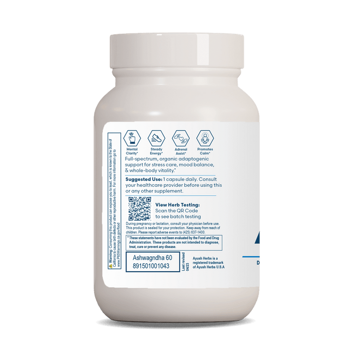 Ayush Herbs Ashwagandha Adaptogen Anti - aging 120 Veg Caps x 500mg - POWER FIT SHOP — Powering Preparedness, Health &amp; Home
