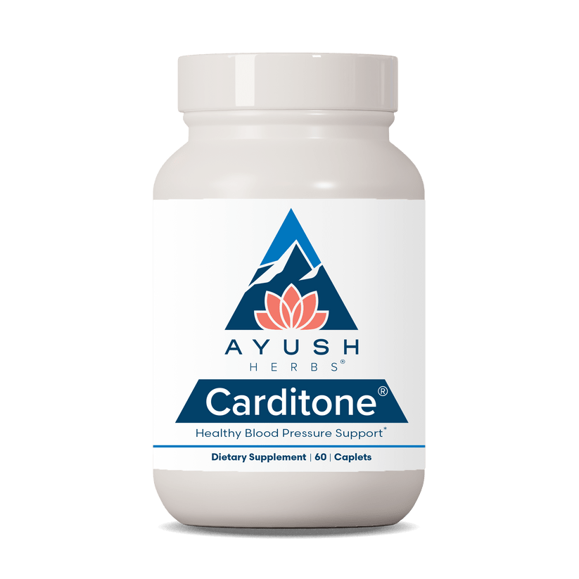 Ayush Herbs Carditone dietary supplement by MHP, heart and blood pressure support capsules, 60 vegetarian caplets.