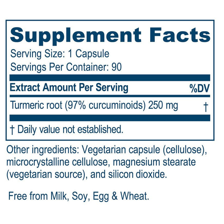 MHP Ayush Herbs Curcumin dietary supplement in 90 vegetarian capsules, 250mg for supporting body vitality and joint health.