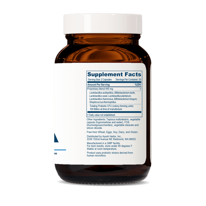 Ayush Herbs Probiotic 100B Support Healthy Immune System 60 Veg Caps - POWER FIT SHOP — Powering Preparedness, Health &amp; Home