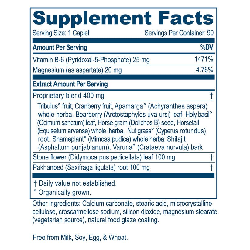 Ayush Herbs Rentone Supplement Facts label showcasing kidney support ingredients and nutritional information.