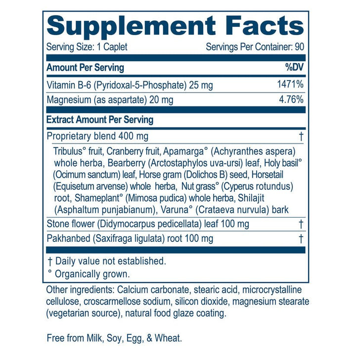 Ayush Herbs Rentone Supplement Facts label showcasing kidney support ingredients and nutritional information.