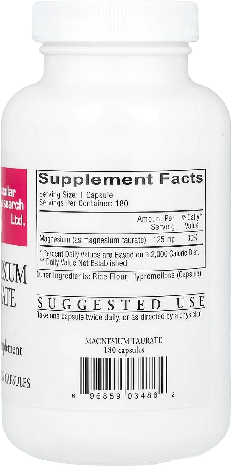 Cardiovascular Research Magnesium Taurate 180 VegCaps For Absorption - POWER FIT SHOP — Powering Preparedness, Health & Home
