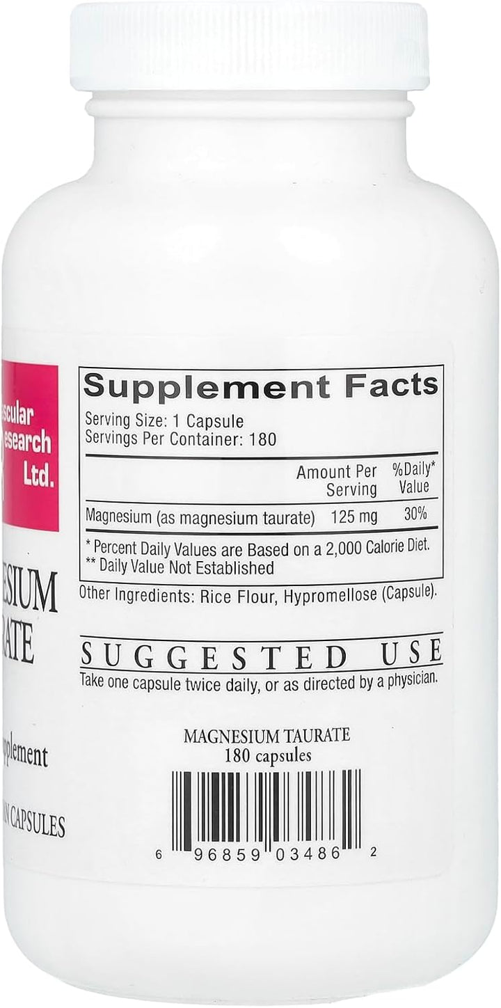 Cardiovascular Research Magnesium Taurate 180 VegCaps For Absorption - POWER FIT SHOP — Powering Preparedness, Health &amp; Home