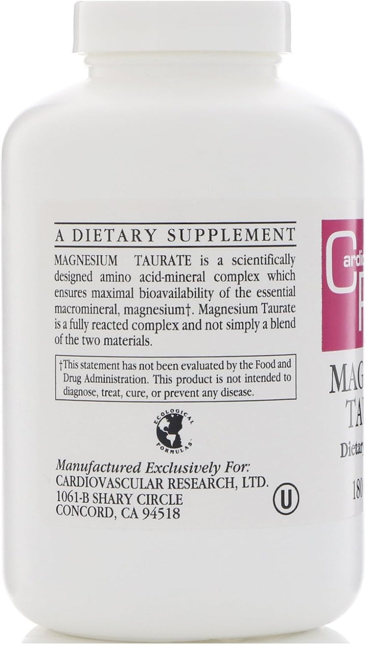 Cardiovascular Research Magnesium Taurate 180 VegCaps For Absorption - POWER FIT SHOP — Powering Preparedness, Health &amp; Home