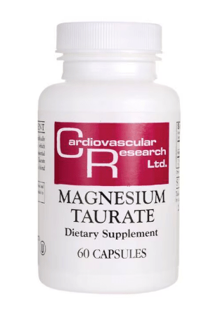 MHP Cardiovascular Research Magnesium Taurate supplement in 60 vegetarian capsules, dietary supplement for heart health.
