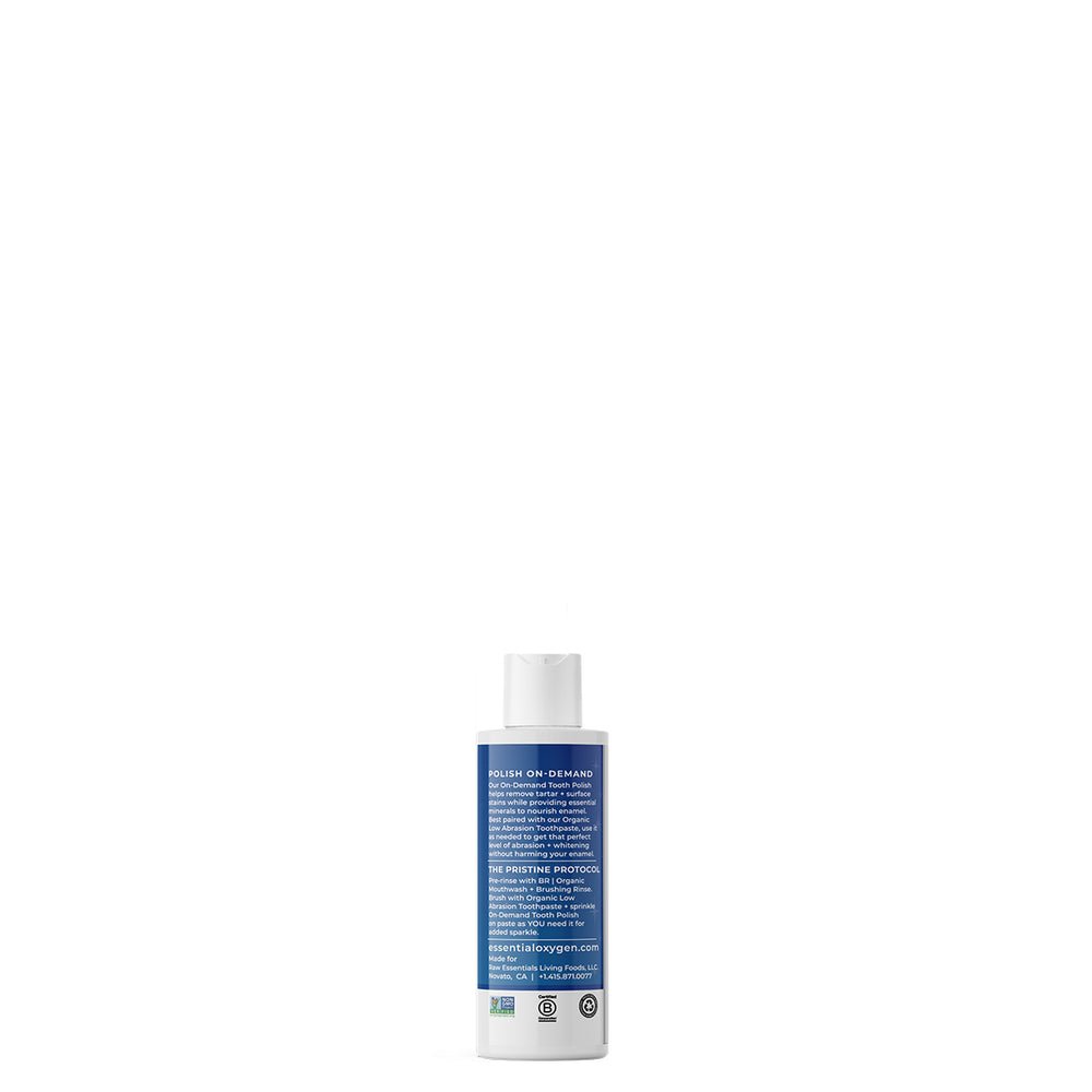 MHP Essential Oxygen Tooth Polish 2 oz dietary supplement for stain removal and fresh breath, featuring natural whitening ingredients.