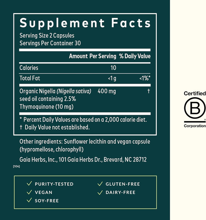 Gaia Black Seed Oil 60 Vegan Liquid Phyto Caps Digestive Immune Support - POWER FIT SHOP — Powering Preparedness, Health &amp; Home