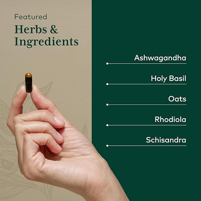 MHP Gaia Herbs Daytime HPA herbal supplement with Rhodiola and Ashwagandha capsules for daily wellness.