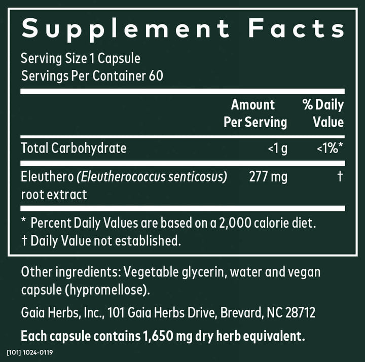 Gaia Herbs Eleuthero Root 60 Capsules For Energy and Stress Support - POWER FIT SHOP — Powering Preparedness, Health &amp; Home