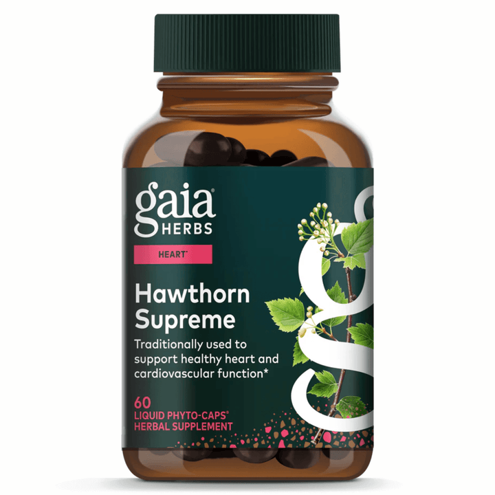 MHP Gaia Herbs Hawthorn dietary supplement capsules for cardiovascular and heart health support, 60 caps.