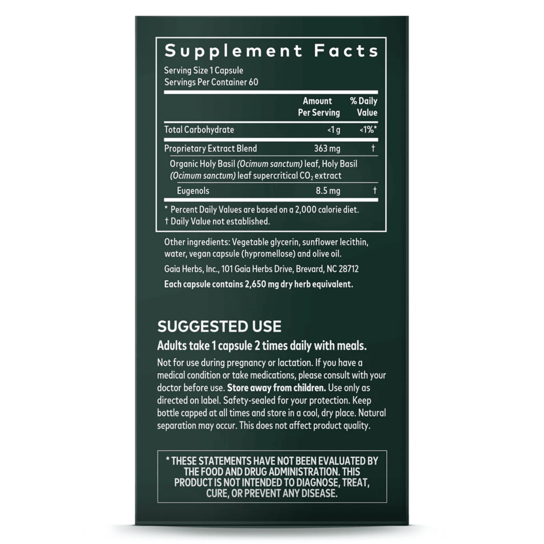 Gaia Herbs Holy Basil Herbal Supplement for General Wellness 60 Caps - POWER FIT SHOP — Powering Preparedness, Health &amp; Home