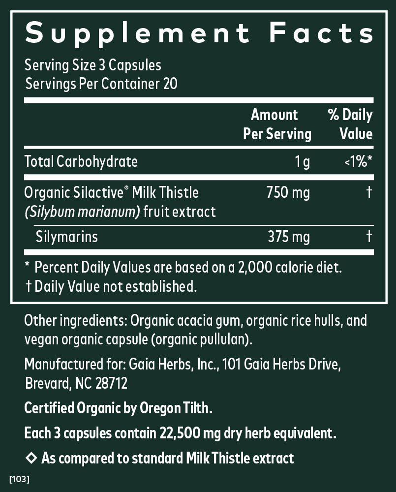 Gaia Herbs Milk Thistle 1000 120 Caps Liver Support and Detoxification - POWER FIT SHOP — Powering Preparedness, Health & Home