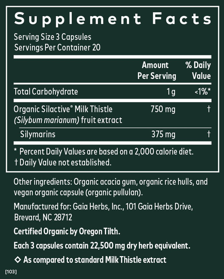 Gaia Herbs Milk Thistle 1000 120 Caps Liver Support and Detoxification - POWER FIT SHOP — Powering Preparedness, Health &amp; Home