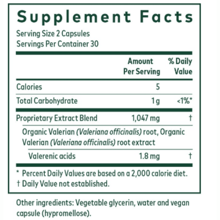 MHP Gaia Herbs Pro Valerian dietary supplement bottle with 60 liquid phyto caps and research use only label.