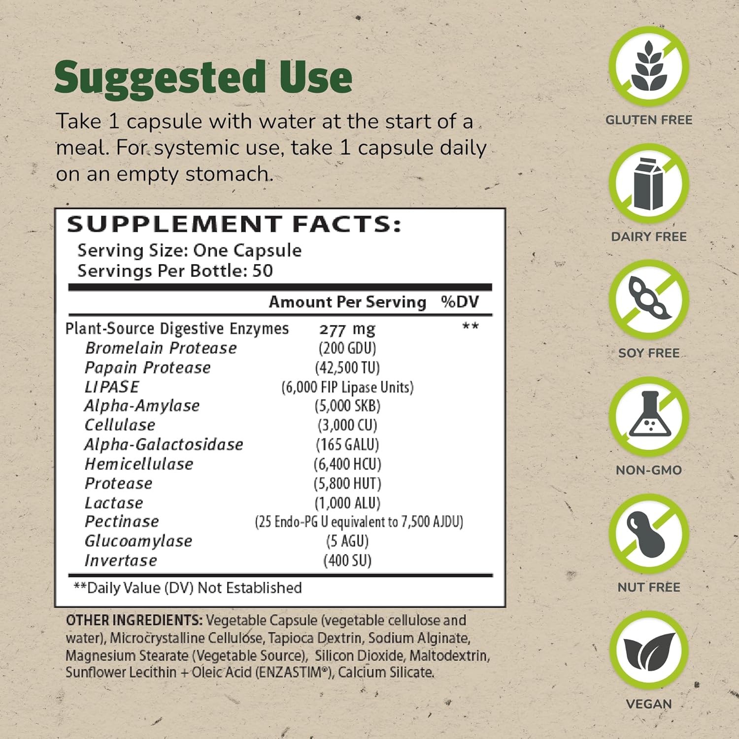 Master Supplements Enzalase Digestive Enzymes Gluten Free 50 Capsules - POWER FIT SHOP — Powering Preparedness, Health & Home