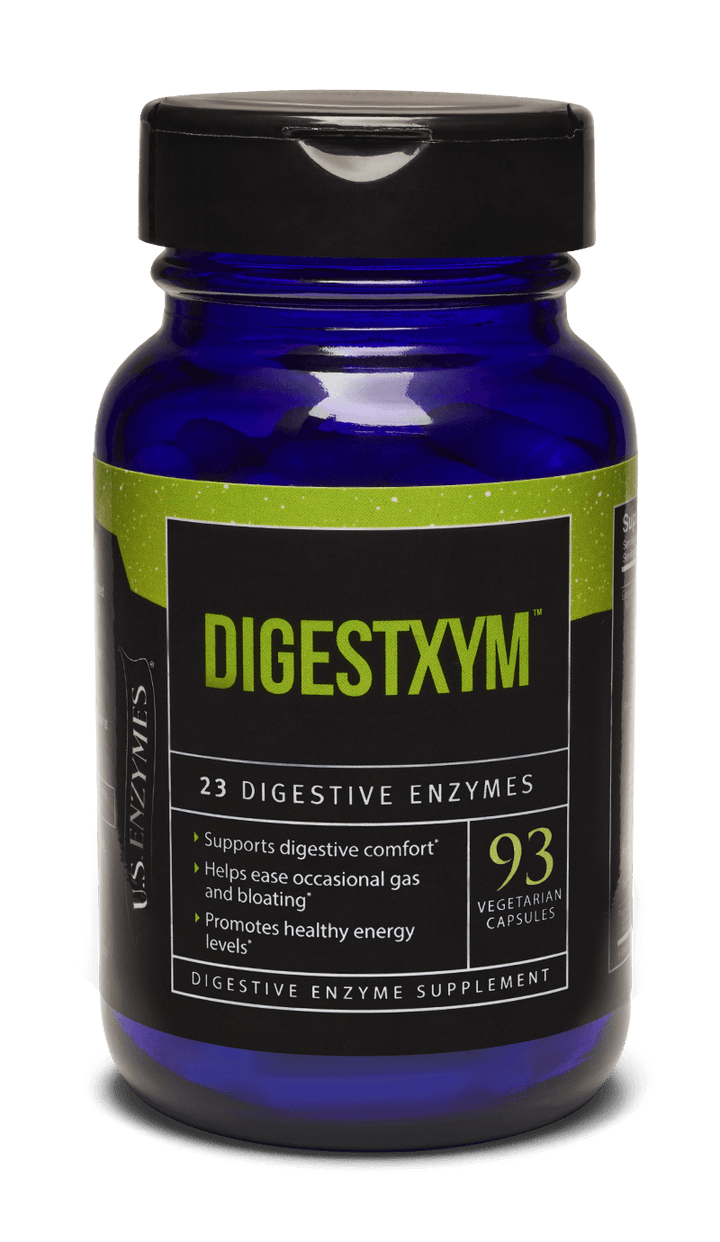 MHP Master Supplements US Enzymes DIGESTXYM dietary supplement bottle with 93 capsules aiding digestion and enzyme support