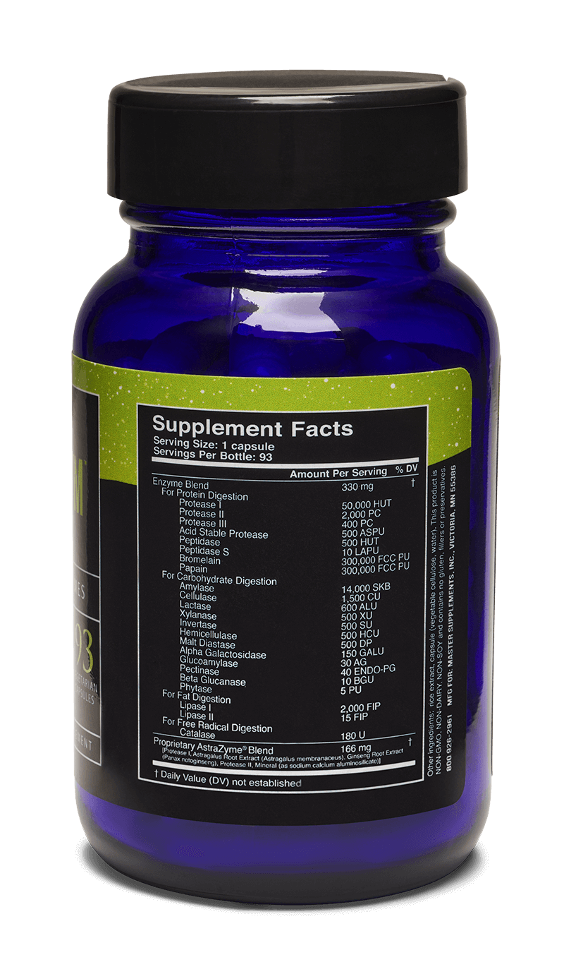 MHP Master Supplements US Enzymes DIGESTXYM dietary supplement bottle with 93 capsules for digestive enzyme support.