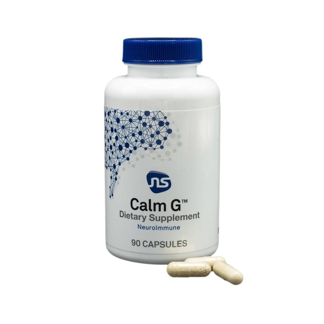 MHP NeuroScience Calm G NeuroImmune dietary supplement bottle with 90 capsules, supports stress reduction and immune health