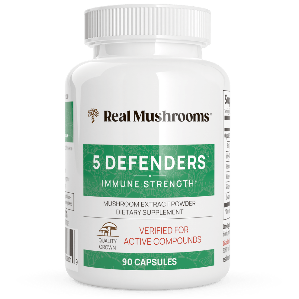 Real Mushrooms 5 - Defenders Mushroom Extract 90 Capsules Immune Support - POWER FIT SHOP — Powering Preparedness, Health & Home