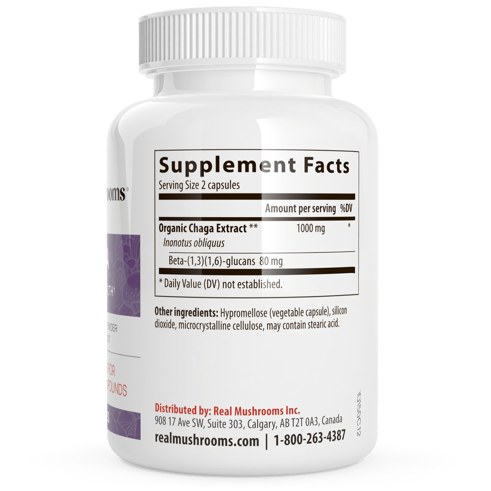 Real Mushrooms Organic Chaga Extract 120 Capsules Immune Support - POWER FIT SHOP — Powering Preparedness, Health & Home