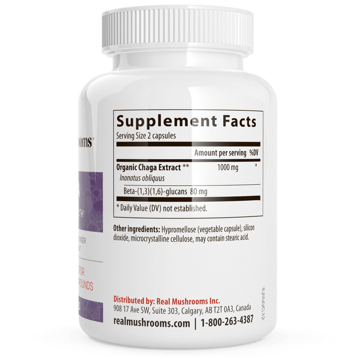 Real Mushrooms Organic Chaga Extract 120 Capsules Immune Support - POWER FIT SHOP — Powering Preparedness, Health &amp; Home