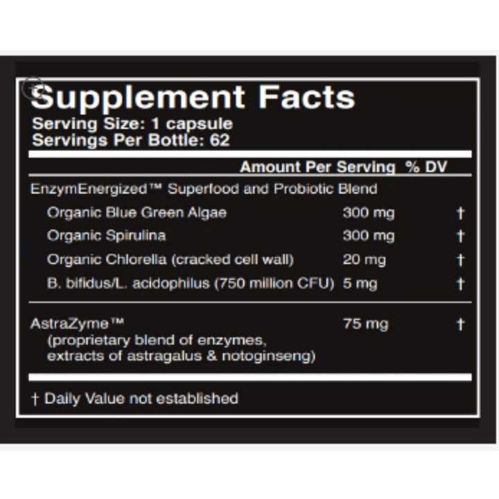 Master Supplements US Enzymes CHLORA - XYM 62 Caps Superfood Supplement - POWER FIT SHOP — Powering Preparedness, Health &amp; Home