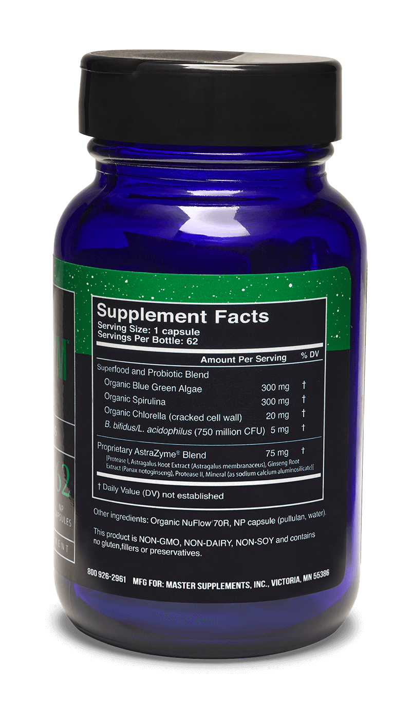 Master Supplements US Enzymes CHLORA - XYM 62 Caps Superfood Supplement - POWER FIT SHOP — Powering Preparedness, Health &amp; Home