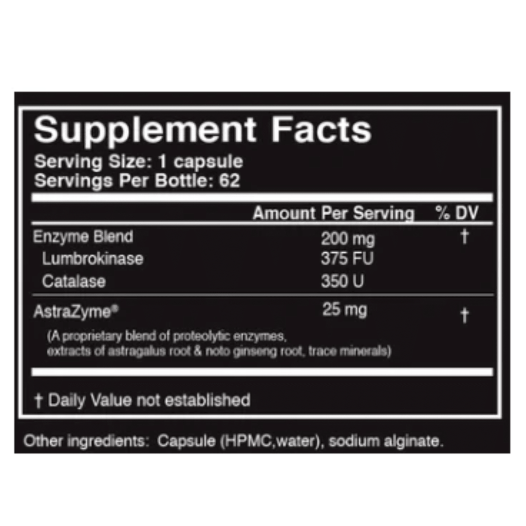 MHP Master Supplements US Enzymes Lumbroxym 62 caps bottle, enzyme supplement for cardiovascular health, white bottle with label