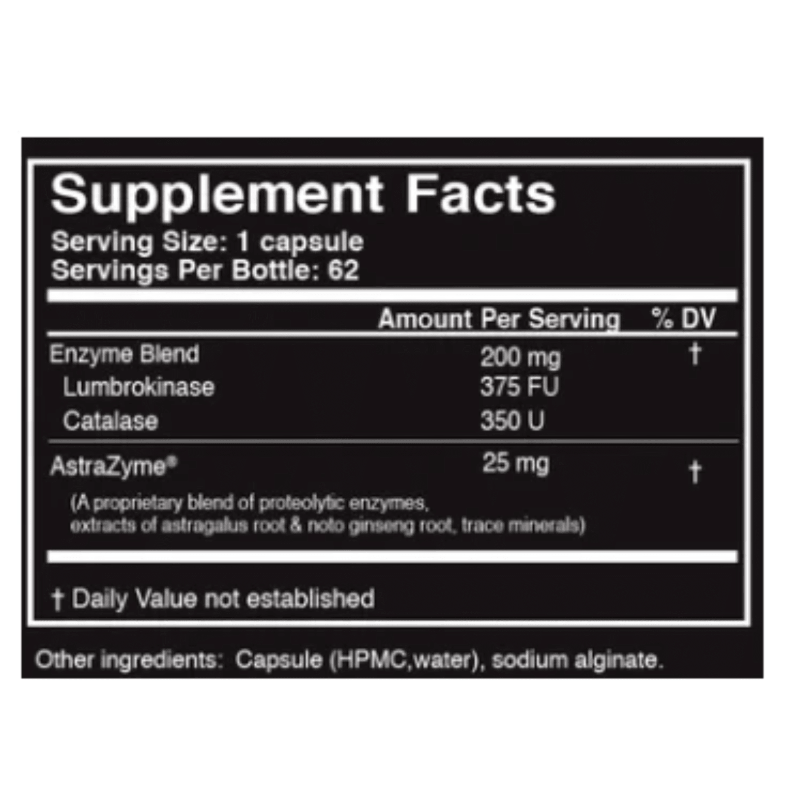 MHP Master Supplements US Enzymes Lumbroxym 62 caps bottle, enzyme supplement for cardiovascular health, white bottle with label