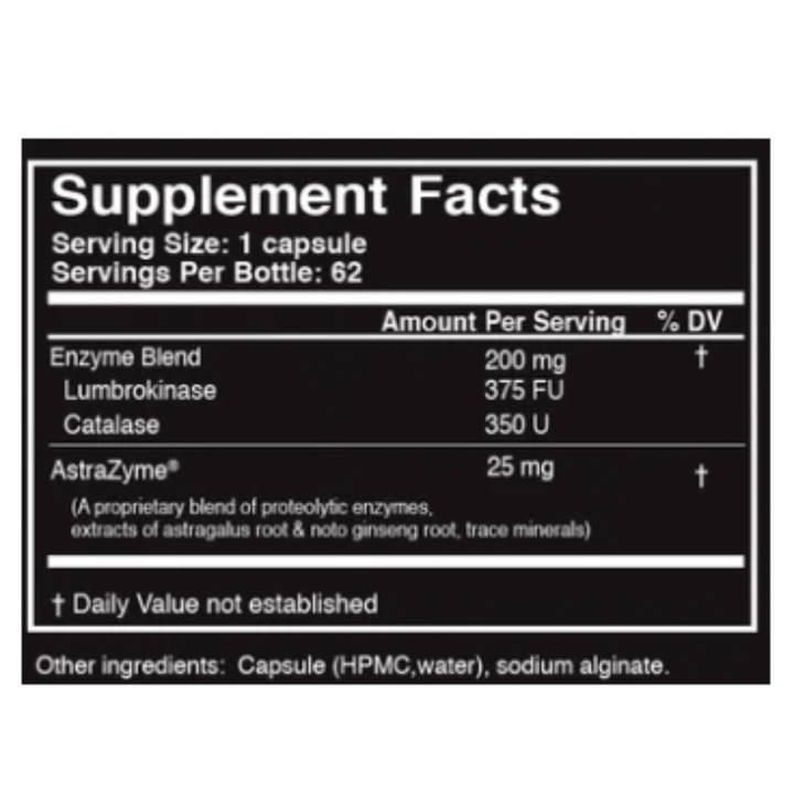 MHP Master Supplements US Enzymes Lumbroxym 62 caps bottle, enzyme supplement for cardiovascular health, white bottle with label